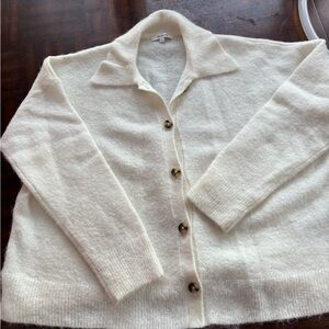 Madewell Cream Button-Up Cardigan with Collar
